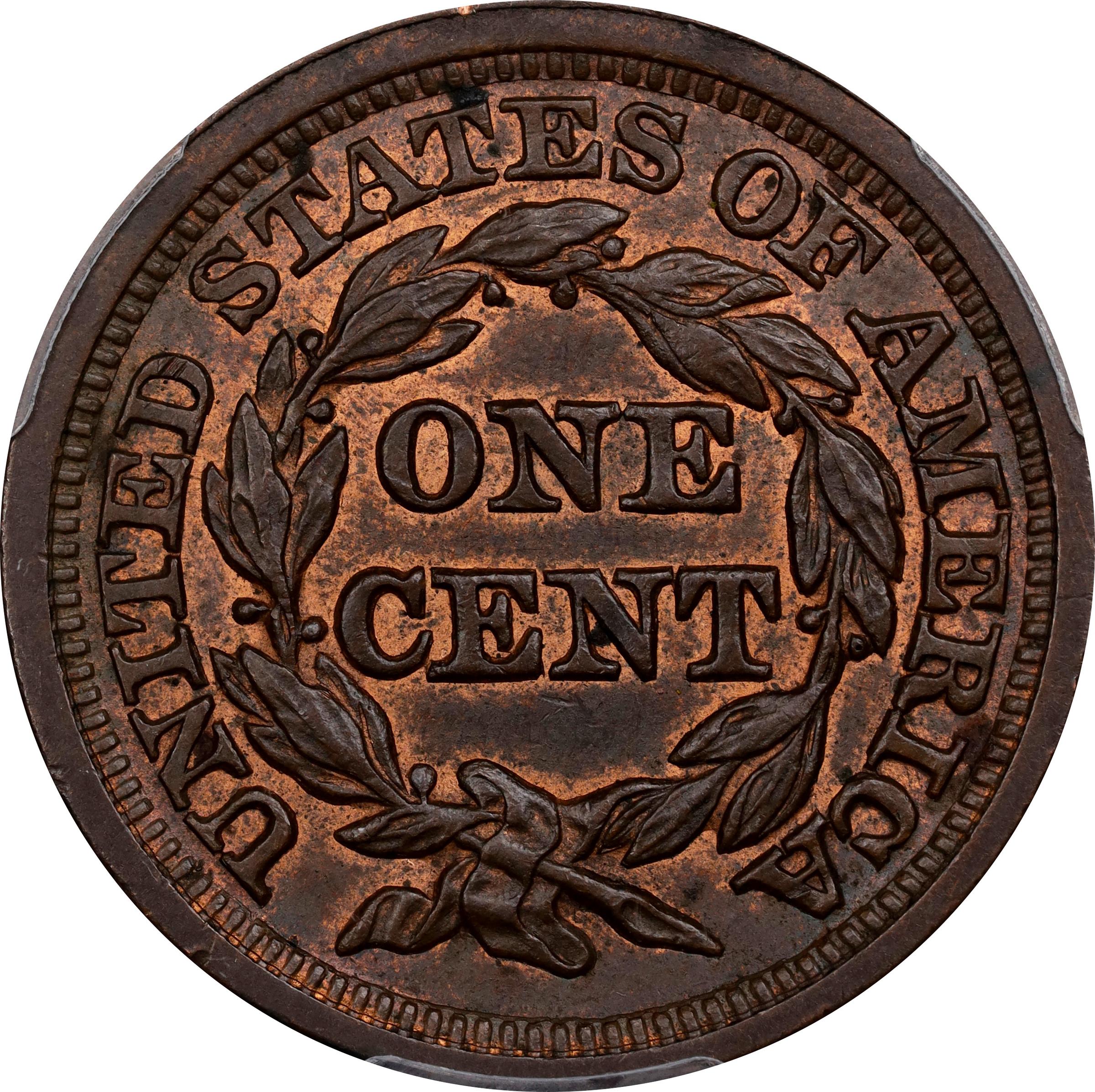 1848 Braided Hair Large Penny BN Mint State (MS) Pricing Guide