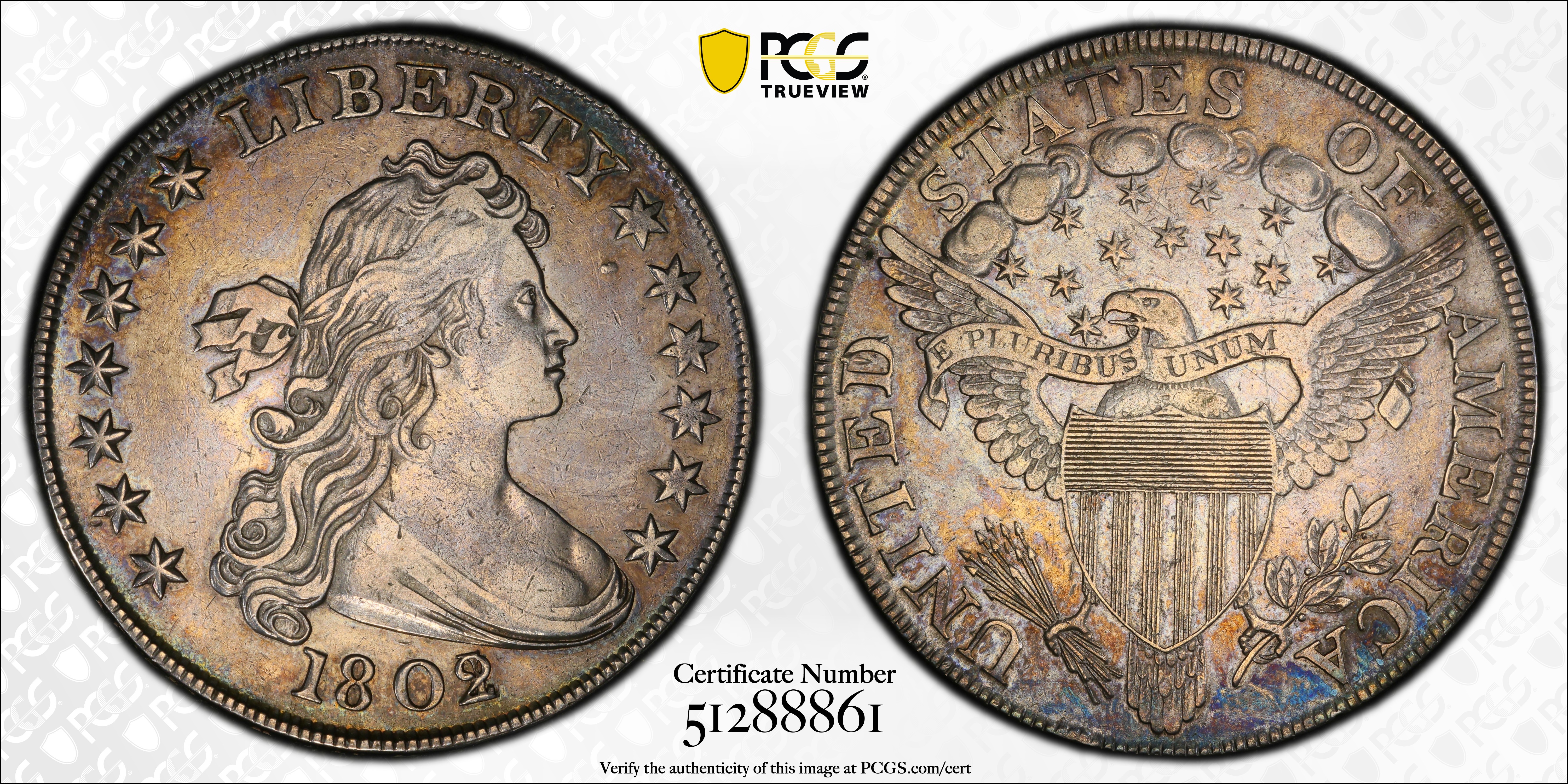 image for: 1802/1 Draped Bust Silver Dollar. BB-234, B-3. Rarity-3. Wide Date. EF Details--Cleaned (PCGS).