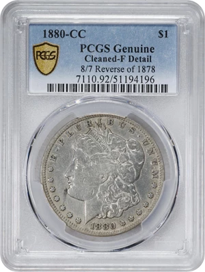 image for: 1880-CC Morgan Silver Dollar. VAM-7. Hit List 40. 8/7, Reverse of 1878. Fine Details--Cleaned (PCGS).