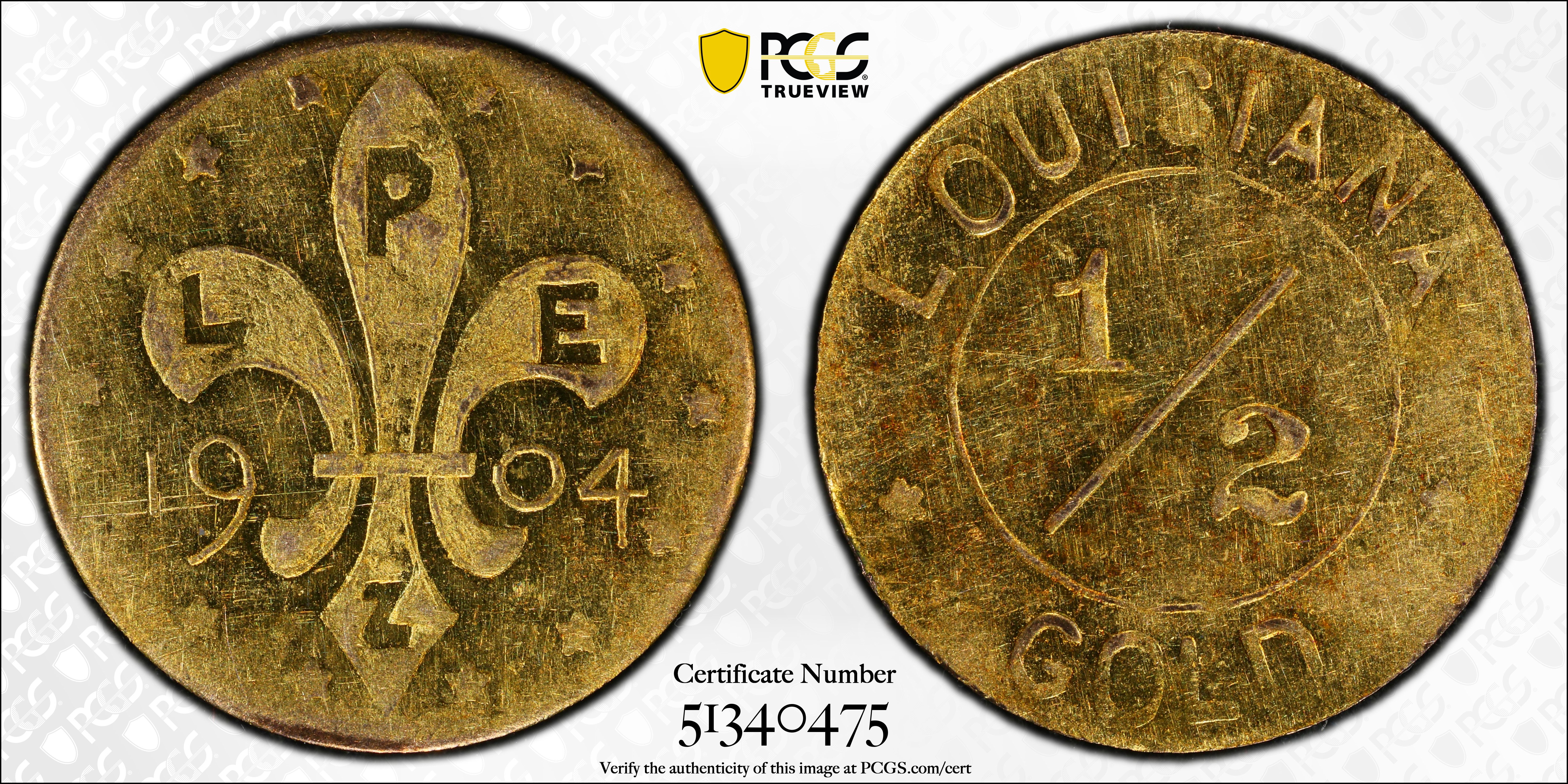 image for: 1904 Louisiana Purchase Exposition. 1/2 Gold. AU Details--Bent (PCGS).