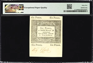 image for: CT-205. Connecticut. June 19, 1776. 6 Pence. PMG Gem Uncirculated 65 EPQ.