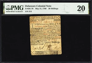 image for: DE-70. Delaware. May 31, 1760. 30 Shillings. PMG Very Fine 20.