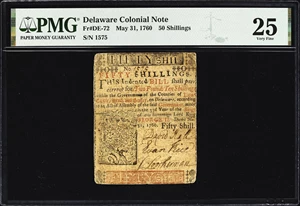 image for: DE-72. Delaware. May 31, 1760. 50 Shillings. PMG Very Fine 25.