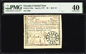 image for: GA-110a. Georgia. June 8, 1777. $8. PMG Extremely Fine 40.