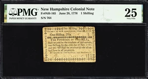 image for: NH-165. New Hampshire. June 28, 1776. 1 Shilling. PMG Very Fine 25.