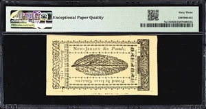 image for: NJ-183. New Jersey. March 25, 1776. 6 Pounds. PMG Choice Uncirculated 63 EPQ.