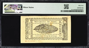 image for: NJ-183. New Jersey. March 25, 1776. 6 Pounds. PMG About Uncirculated 55.