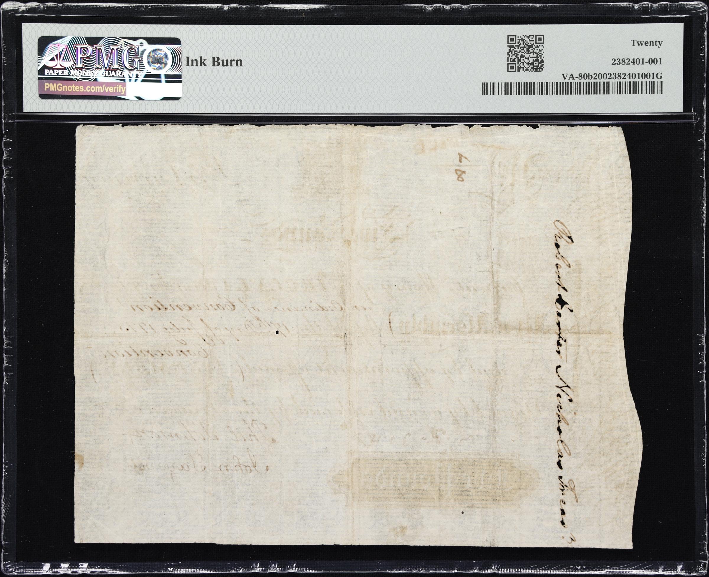 image for: VA-80b. Virginia. July 17, 1775. 5 Pounds. PMG Very Fine 20.