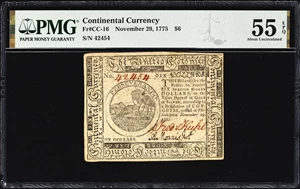 image for: CC-16. Continental Currency. November 29, 1775. $6. PMG About Uncirculated 55 EPQ.