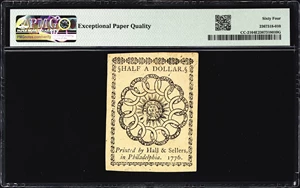 image for: CC-21. Continental Currency. February 17, 1776. $1/2. PMG Choice Uncirculated 64 EPQ.