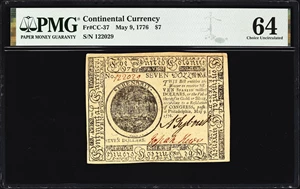 image for: CC-37. Continental Currency. May 9, 1776. $7. PMG Choice Uncirculated 64.