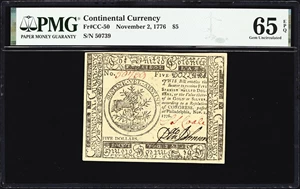 image for: CC-50. Continental Currency. November 2, 1776. $5. PMG Gem Uncirculated 65 EPQ.