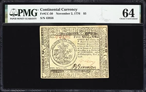 image for: CC-50. Continental Currency. November 2, 1776. $5. PMG Choice Uncirculated 64.