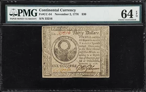 image for: CC-54. Continental Currency. November 2, 1776. $30. PMG Choice Uncirculated 64 EPQ.