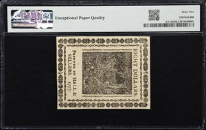 image for: CC-61. Continental Currency. February 26, 1777. $8. PMG Gem Uncirculated 65 EPQ.