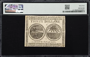 image for: CC-70. Continental Currency. May 20, 1777. $30. PMG Choice Uncirculated 64.