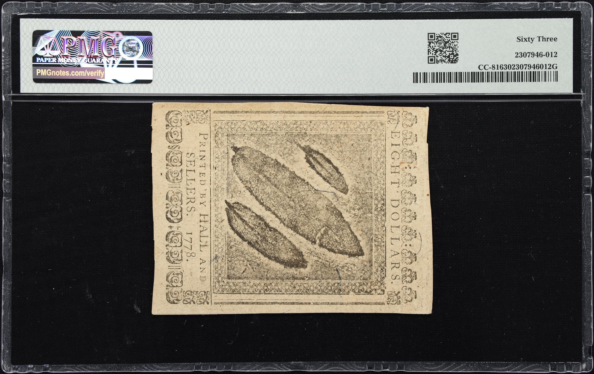 image for: CC-81. Continental Currency. September 26, 1778. $8. PMG Choice Uncirculated 63.