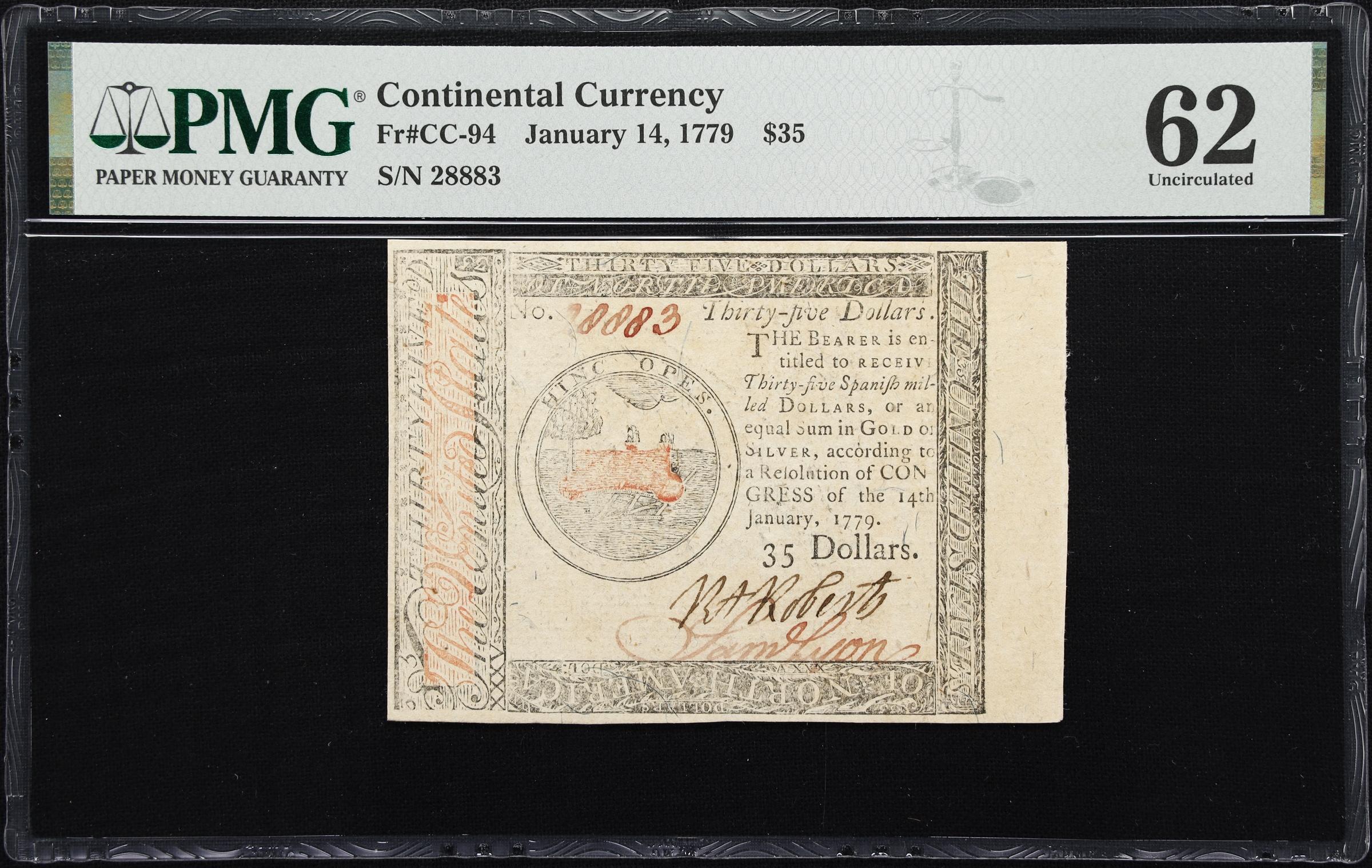 image for: CC-94. Continental Currency. January 14, 1779. $35. PMG Uncirculated 62.