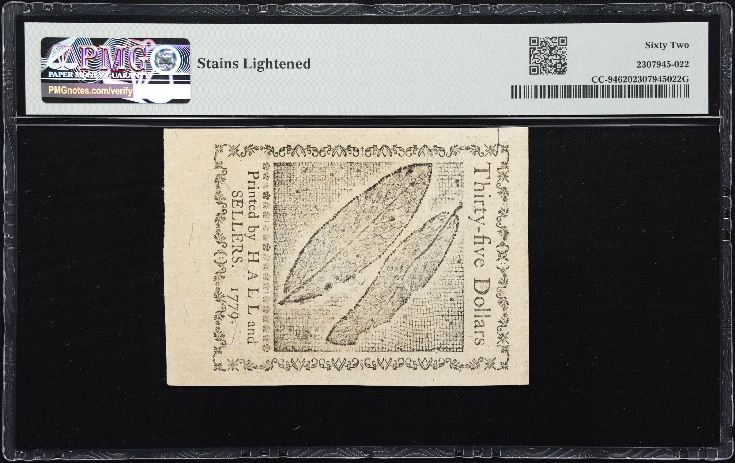 image for: CC-94. Continental Currency. January 14, 1779. $35. PMG Uncirculated 62.