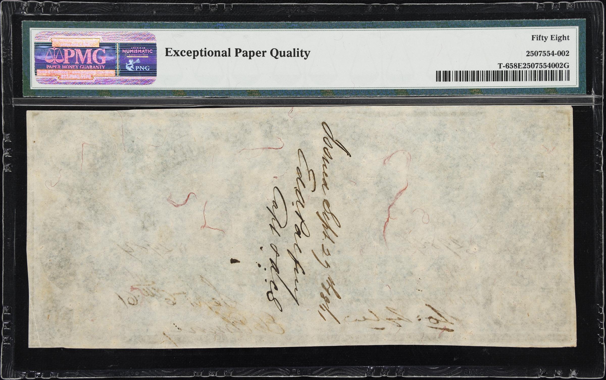 image for: T-6. Confederate Currency. 1861 $50. PMG Choice About Uncirculated 58 EPQ. Penned Military Endorsement.