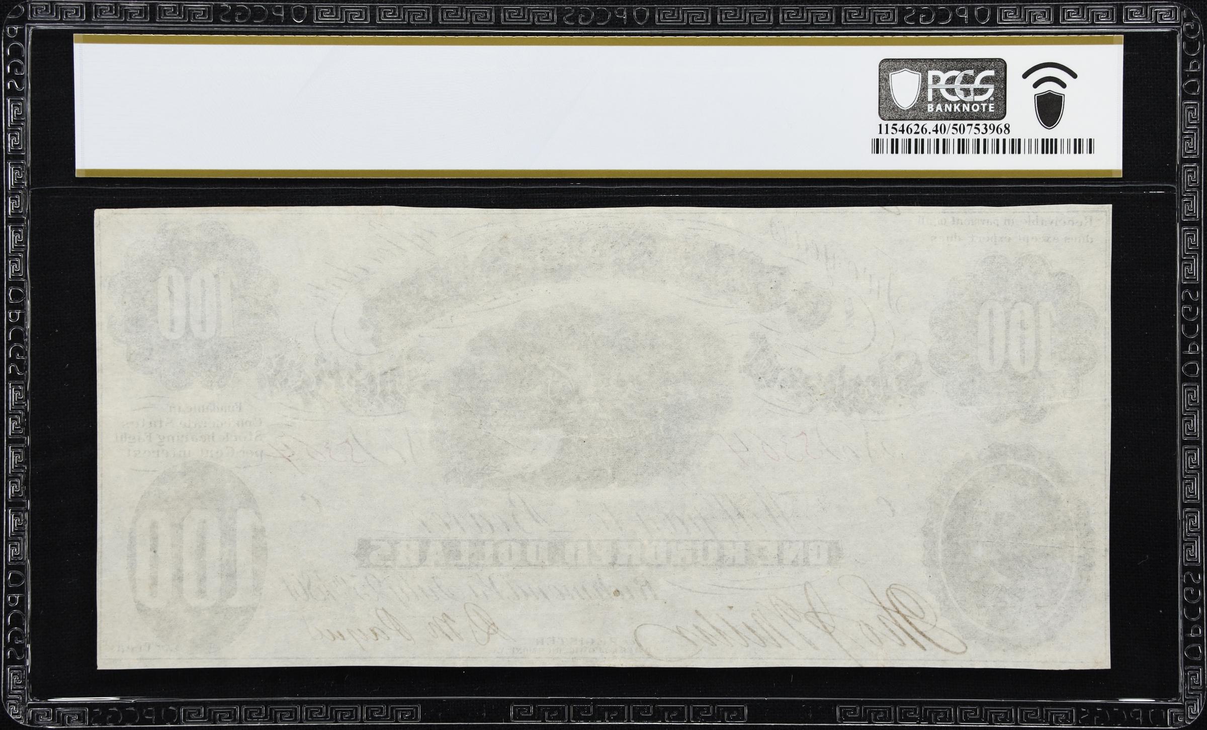image for: T-7. Confederate Currency. 1861 $100. PCGS Banknote Extremely Fine 40 PPQ.
