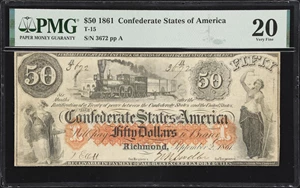 image for: T-15. Confederate Currency. 1861 $50. PMG Very Fine 20.