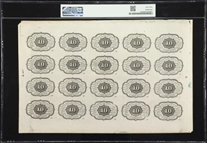 image for: Uncut Sheet of (20) Fr. 1242. 10 Cents. First Issue. PMG Choice Uncirculated 63.