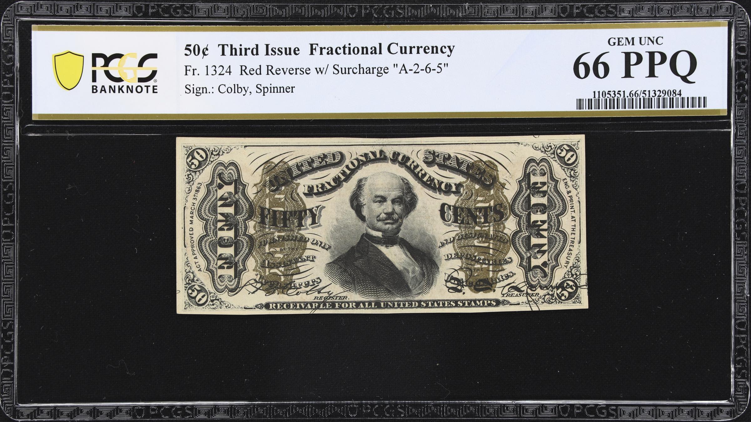 image for: Fr. 1324. 50 Cents. Third Issue. PCGS Banknote Gem Uncirculated 66 PPQ.