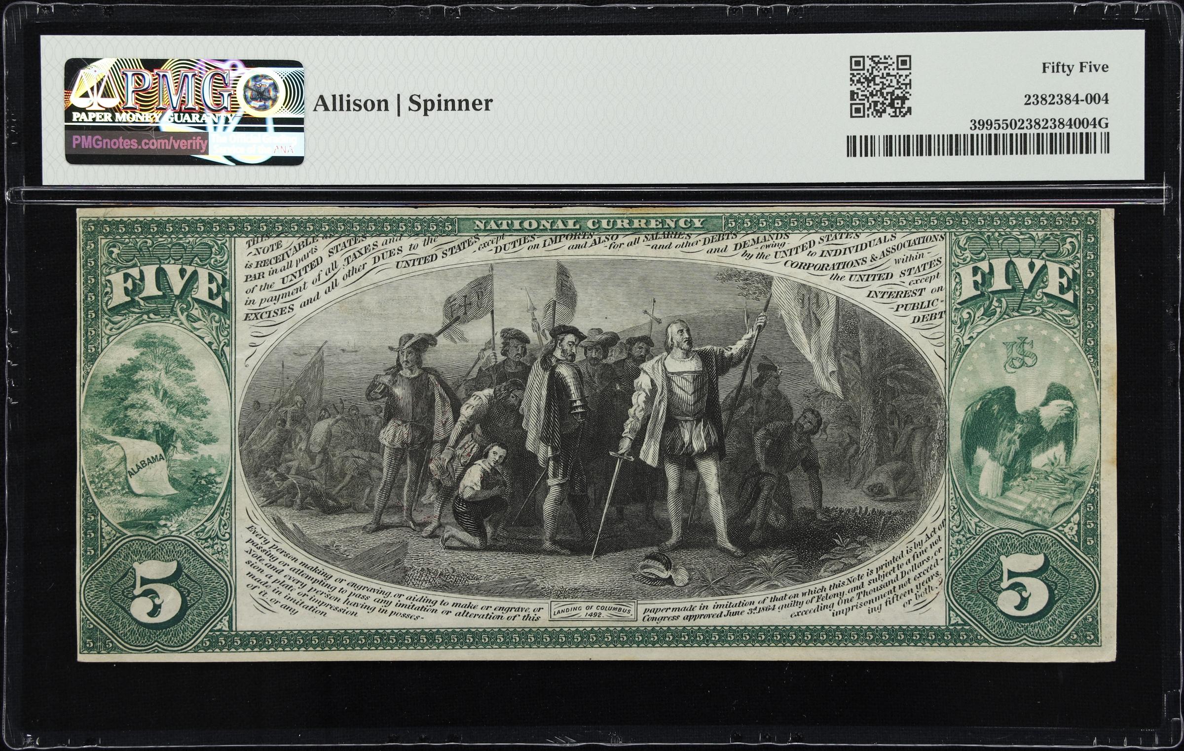 image for: Selma, Alabama. $5 Original. Fr. 399. City NB. Charter #1736. PMG About Uncirculated 55.