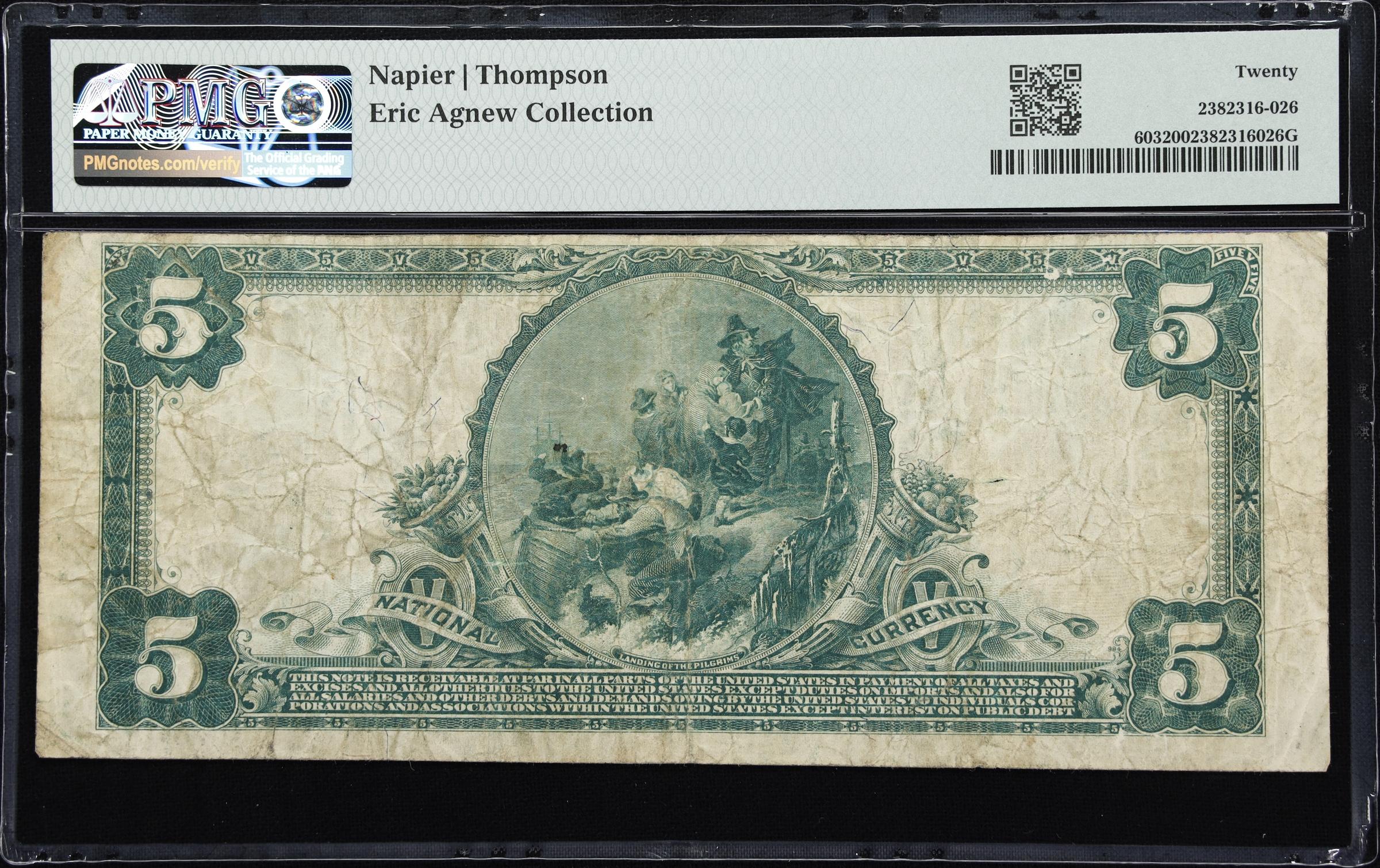 image for: Arcata, California. $5 1902 Plain Back. Fr. 603. First NB. Charter #10372. PMG Very Fine 20.