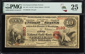 image for: Petaluma, California. $10 1874. Fr. 1149. First National Gold Bank. Charter #2193. PMG Very Fine 25.