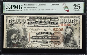 image for: San Francisco, California. $100 1882 Brown Back. Fr. 528. San Francisco NB. Charter #5096. PMG Very Fine 25.