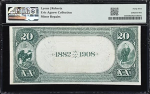 image for: San Francisco, California. $20 1882 Date Back. Fr. 555. Wells Fargo Nevada NB. Charter #5105. PMG Choice Extremely Fine 45.