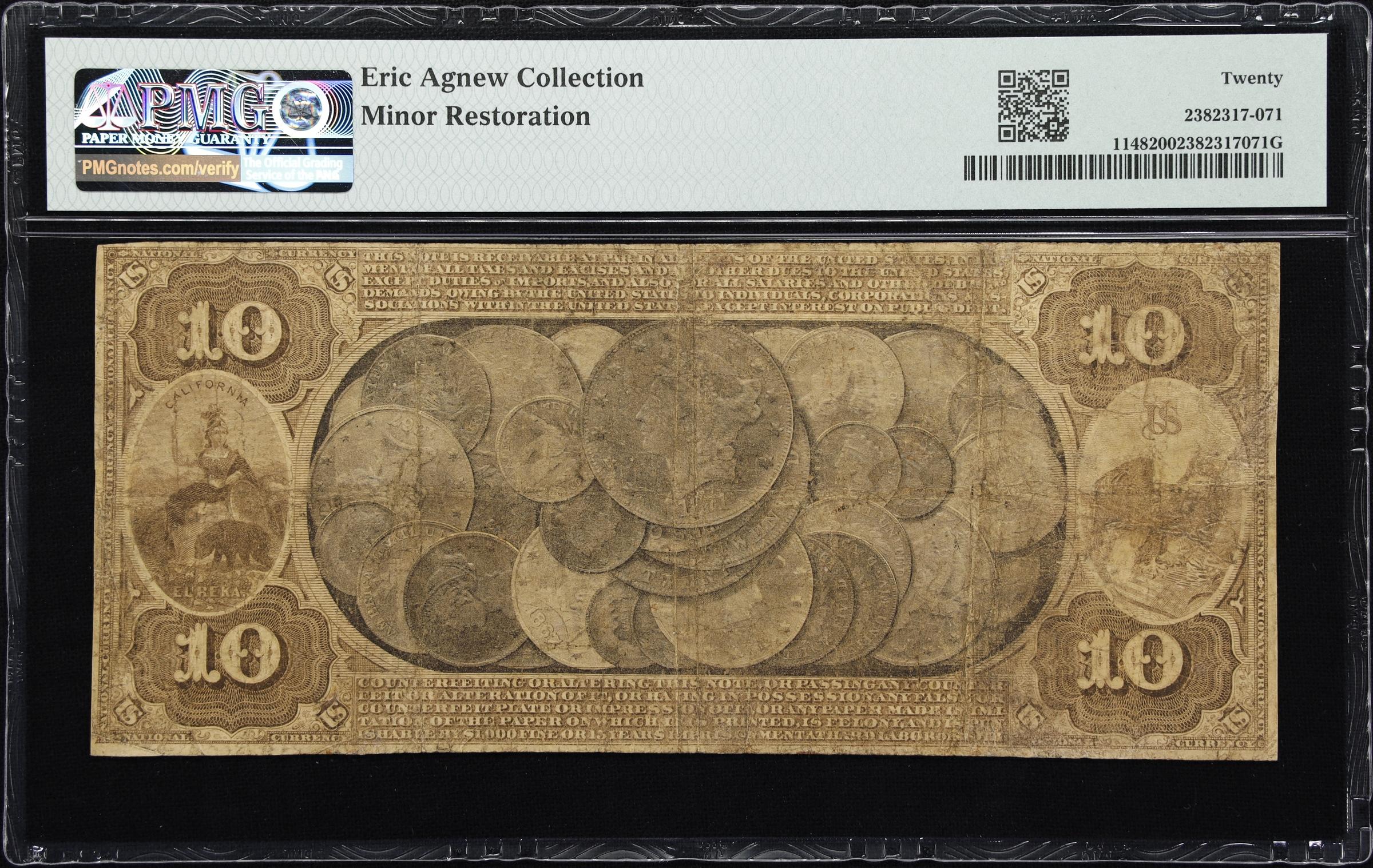 image for: San Jose, California. $10 1874. Fr. 1148. First National Gold Bank. Charter #2158. PMG Very Fine 20.