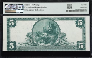 image for: San Rafael, California. $5 1902 Plain Back. Fr. 602. Marin County NB. Charter #10177. PMG Choice About Uncirculated 58 EPQ.