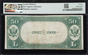 image for: Santa Barbara, California. $50 1882 Date Back. Fr. 563. Santa Barbara County NB. Charter #2456. PMG Very Fine 20.