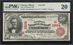 image for: Chicago, Illinois. $50 1902 Red Seal. Fr. 664. Continental NB. Charter #2894. PMG Very Fine 20.