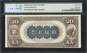 image for: Grand Rapids, Michigan. $20 1882 Brown Back. Fr. 504. Grand Rapids NB. Charter #2460. PMG Choice Uncirculated 63 EPQ.