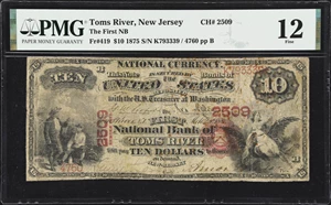 image for: Toms River, New Jersey. $10 1875. Fr. 419. First NB. Charter #2509. PMG Fine 12.