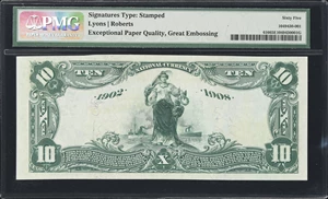 image for: Saratoga Springs, New York. 1902 Date Back $10 Fr. 616. First NB. Charter #893. PMG Gem Uncirculated 65 EPQ.