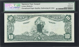 image for: Saratoga Springs, New York. 1902 Date Back $10 Fr. 616. First NB. Charter #893. PMG Gem Uncirculated 65 EPQ.