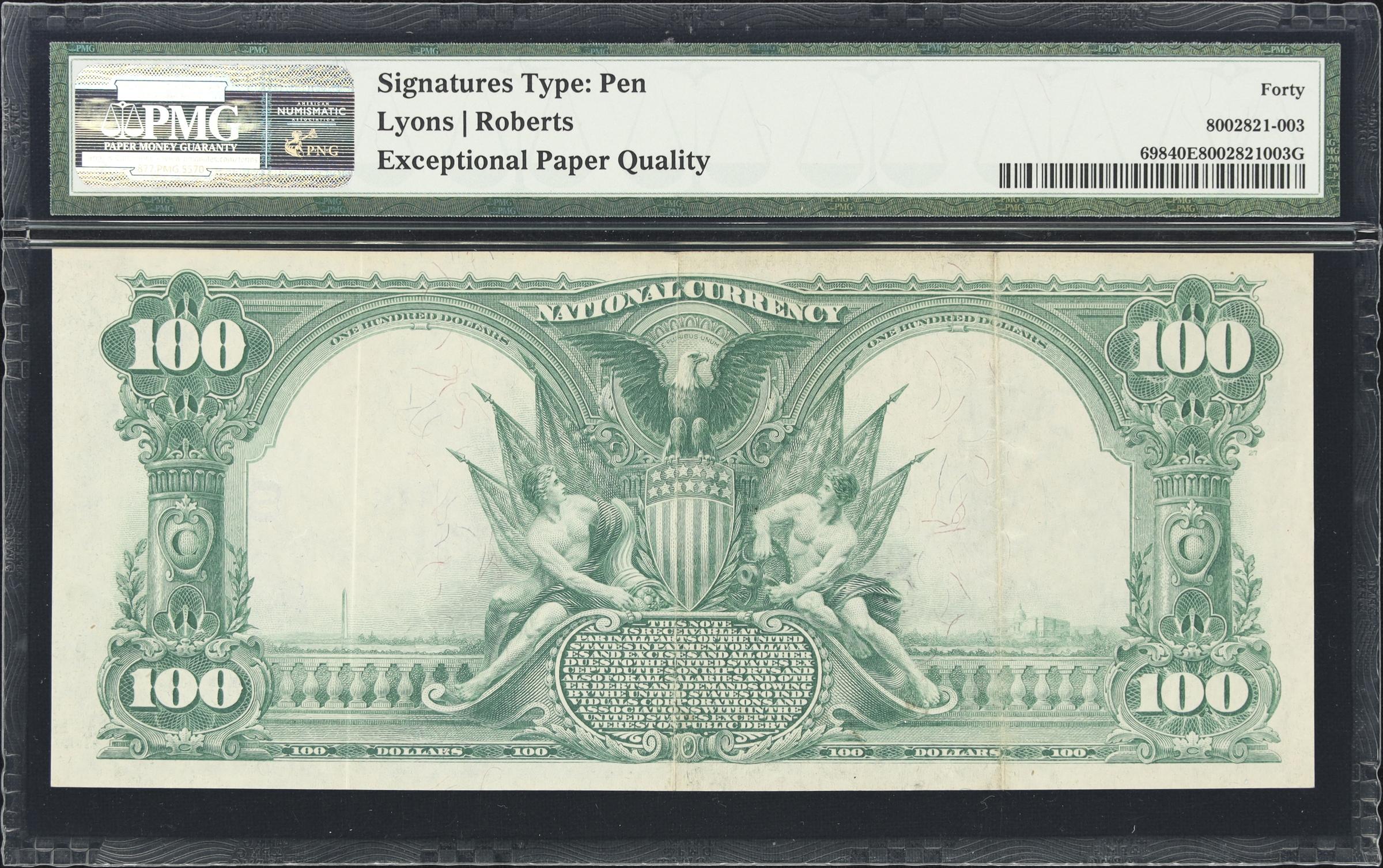 image for: Bethel, Vermont. $100 1902 Plain Back. Fr. 698. National White River Bank. Charter #962. PMG Extremely Fine 40 EPQ.