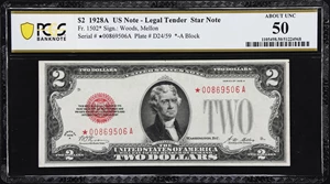 image for: Fr. 1502*. 1928A $2 Legal Tender Star Note. PCGS Banknote About Uncirculated 50.