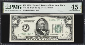 image for: Fr. 2100-B*. 1928 $50 Federal Reserve Star Note. New York. PMG Choice Extremely Fine 45 EPQ.