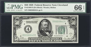 image for: Fr. 2100-D. 1928 $50 Federal Reserve Note. Cleveland. PMG Gem Uncirculated 66 EPQ.