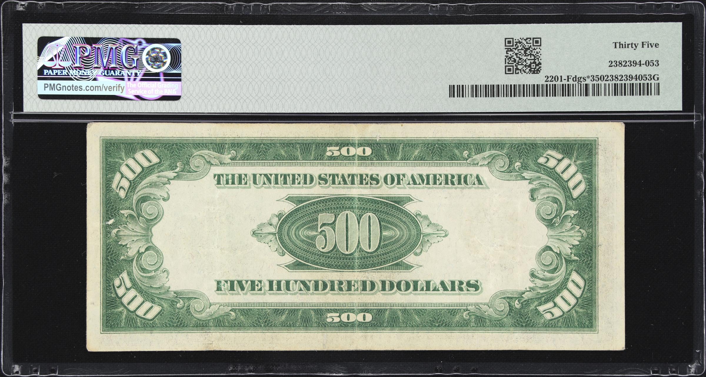 image for: Fr. 2201-Fdgs*. 1934 Dark Green Seal $500 Federal Reserve Star Note. Atlanta. PMG Choice Very Fine 35.