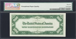 image for: Fr. 2210-Bdgs. 1928 Dark Green Seal $1000 Federal Reserve Note. New York. PMG About Uncirculated 55 EPQ.