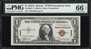 image for: Fr. 2300*. 1935A $1 Hawaii Emergency Star Note. PMG Gem Uncirculated 66 EPQ.