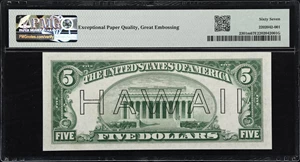image for: Fr. 2301m. 1934 $5 Hawaii Emergency Note. Mule. PMG Superb Gem Uncirculated 67 EPQ.