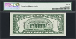 image for: Fr. 2301m. 1934 $5 Hawaii Emergency Note. Mule. PMG Gem Uncirculated 66 EPQ.